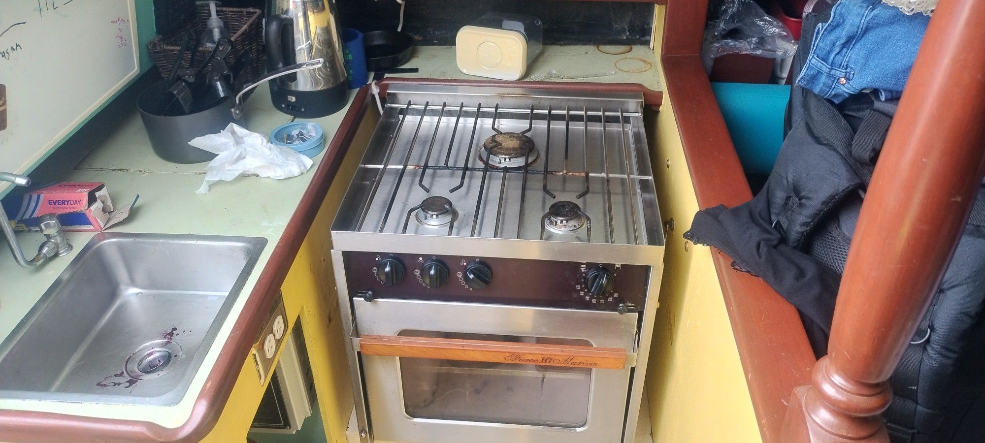 Force 10 (Ten) Propane Three Burner Marine Stainless Steel Gimbal Stove Top And Oven Combo