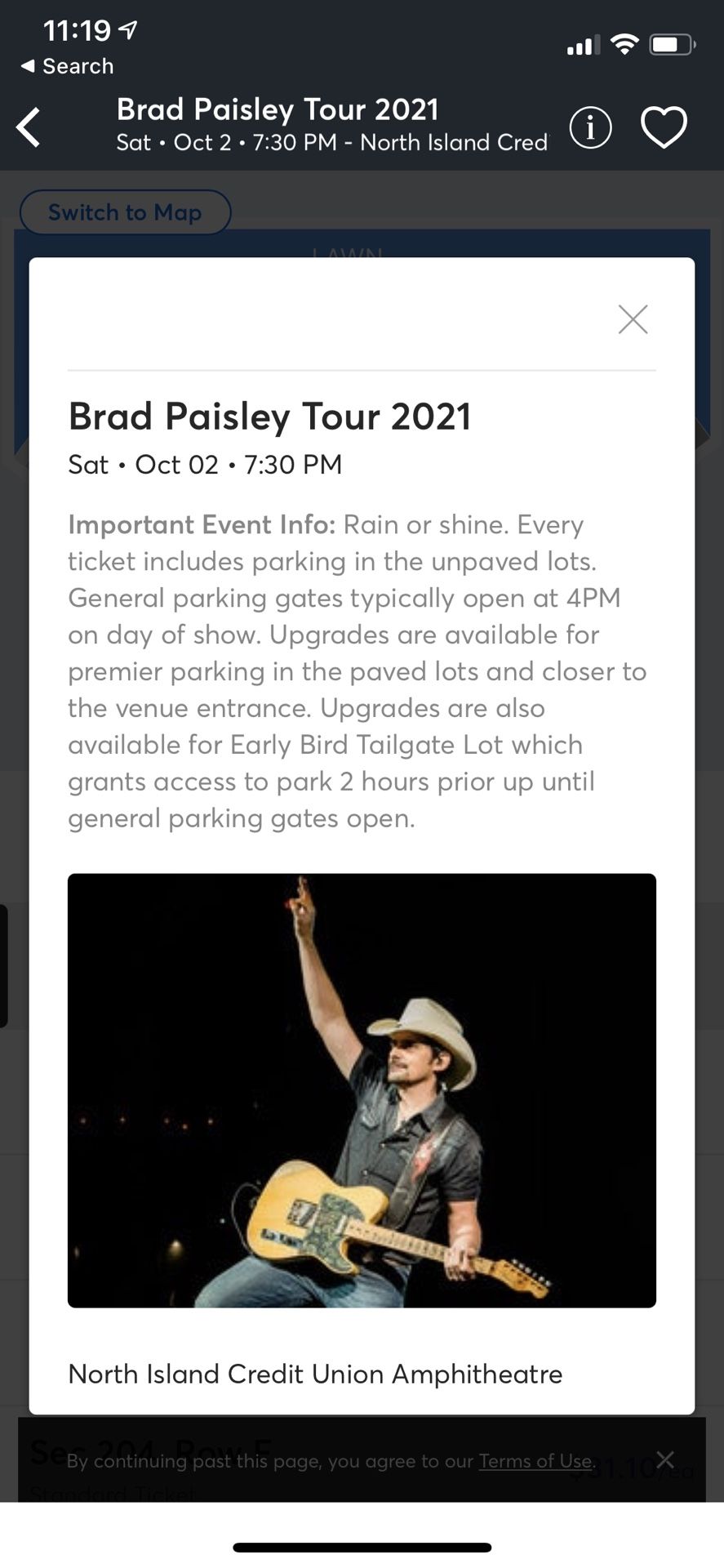 Lawn Ticket For Brad Paisley