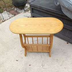 Oak End Table Magazine Rack 