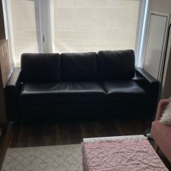 Black Leather Couch/Ottoman