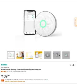 Airthings 2950 Wave Radon - Smart Radon Detector with Humidity & Temperature Sensor - Easy-to-Use - Accurate - No Lab Fees - Battery Operated - Free A