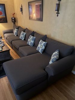 Gray super comfortable sectional L-shaped sofa