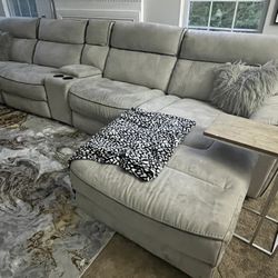 Grey Sectional With Electrical Recliners