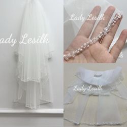Ivory Lady Lesilk sparkly chapel length veil with blusher
