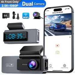 Brand New Unopened    ODREY Dash Cam Front and Rear, 2.5K+1080P WDR Dash Camera for Cars, 4K Single Front Built-in WiFi Car Camera with G-Sensor, Supe