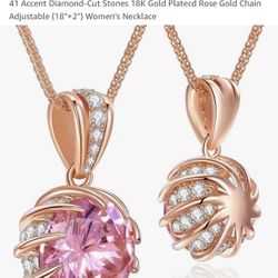 Ceaklev 6.0 Carat Cubic Zirconia Pendant Necklace With Rose Gold Chain