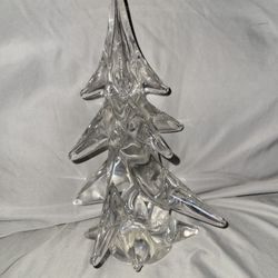 Vtg The Toscany Collection Lead Crystal Christmas Village Tree 8.5” Japan Glass