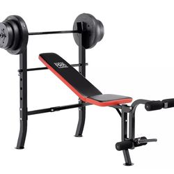 Marcy Pro Standard Weight Bench w/100 lb Weight Set- Perfect Condition 