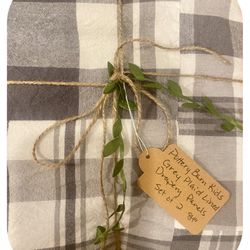 Pottery Barn Kids Grey Plaid Lined Drapery Panels-84” Long-Set/2