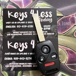 [$100 in Upland] 2003-15 Honda Acura Duplicate Key & Remote Copy (MDX, RDX, TL, Civic, Accord, Fit, CRV, HRV, Pilot, Odyssey, Ridgeline)