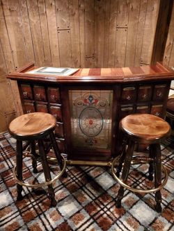 Wood Bar And Stools