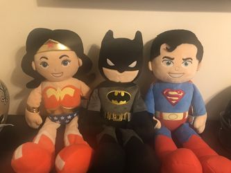 DC Comics Justice League Plush Set - Batman, Superman, Wonder Woman - LIKE NEW