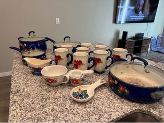 Pioneer woman kitchen bundle pots pans toaster mugs utensils