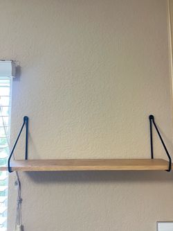 24” x 6” Wood Wall Shelf with Black Metal Brackets
