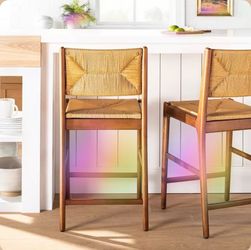 *MOVING SALE* Set of 3 Threshold Counter Chairs/3 World Market Cushions!