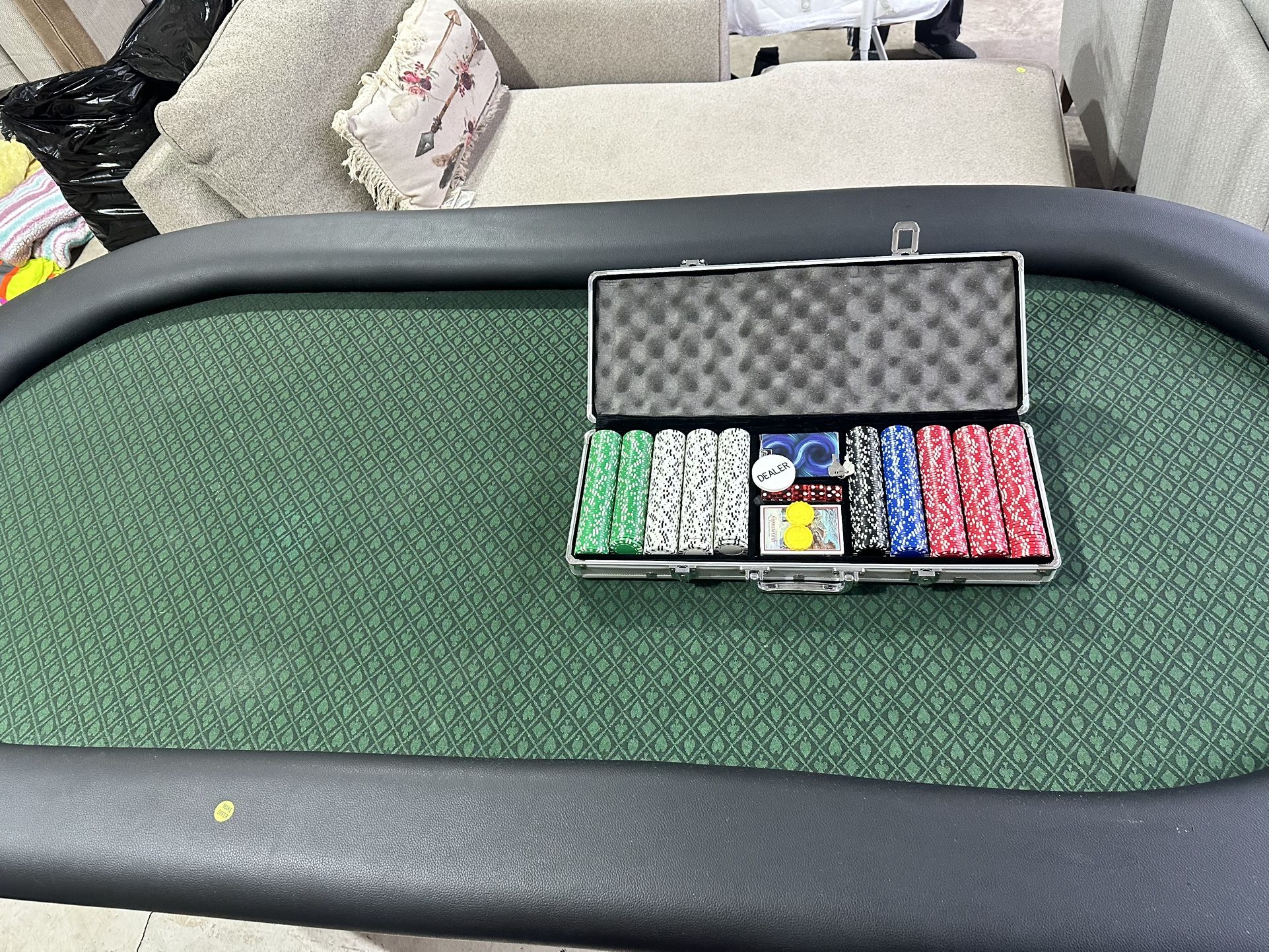 Poker Table For Texas Holdem Playing Cards Custom With Chips!