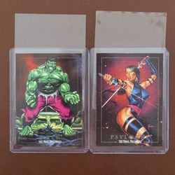 “Inaugural” 1992 SKYBOX MARVEL MASTERPIECE PROMO’s LOT: (2) - “HULK”, “PSYLOCKE”!!! NM/M😎 “New Old Stock”!!!😎