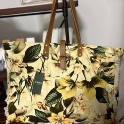 New Floral XL Myra Bag Canvas Leather Weekender Travel extra large Tote Summer