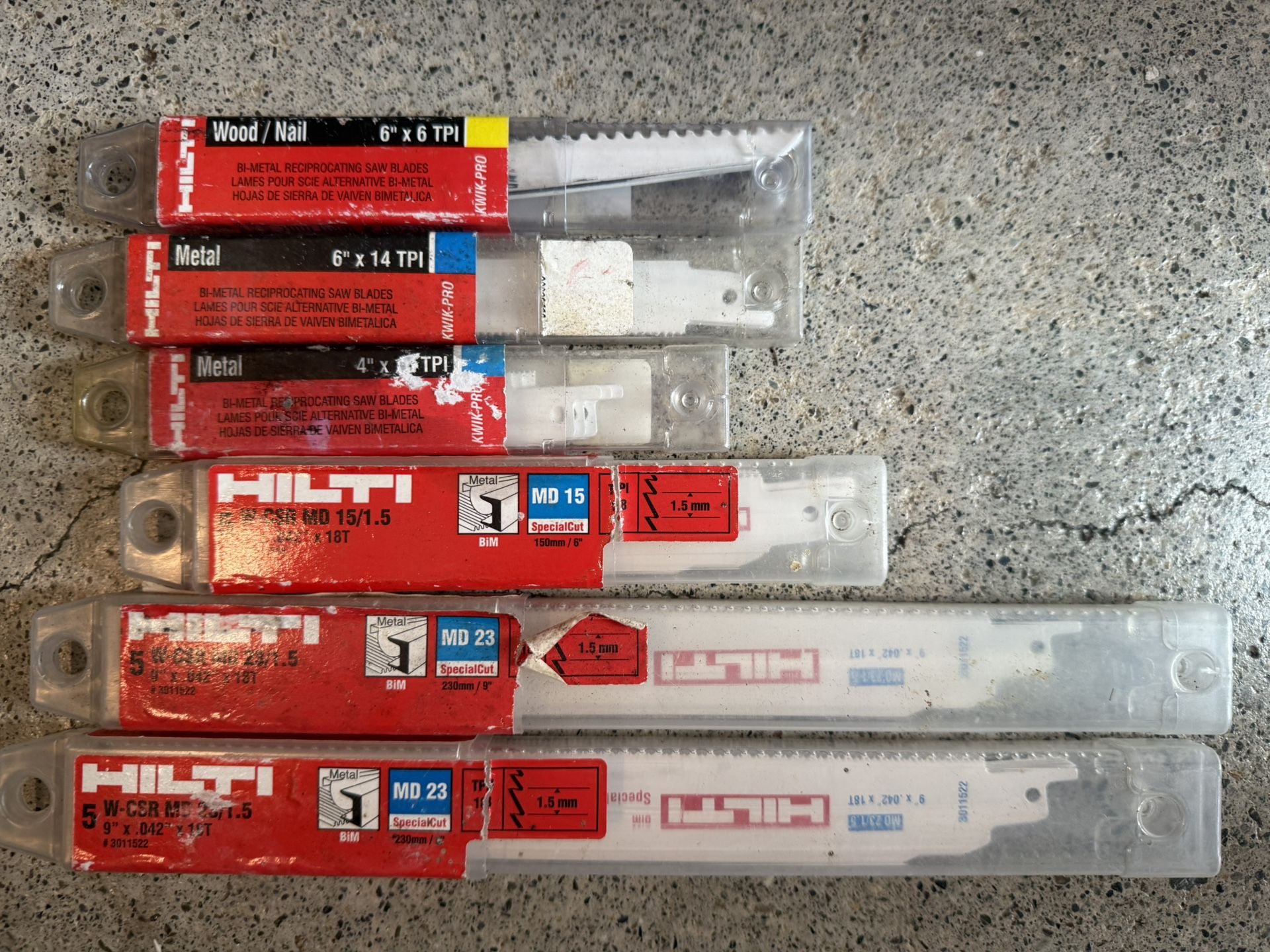 MAKE AN OFFER! - New Hilti Blades & Accessories Lot β Recip Saw Blades + Couplers + Chuck