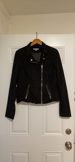 Black Faux Suede Biker Jacket