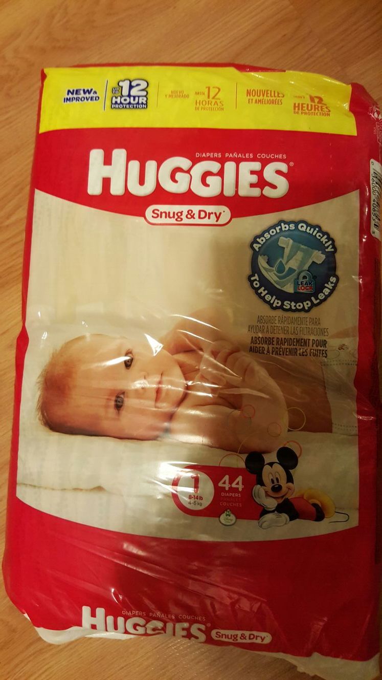 New pack of size 1 huggies diapers