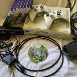 Complete/ Tested Xbox 360 W/ Kinect; 8 Games; All Cords