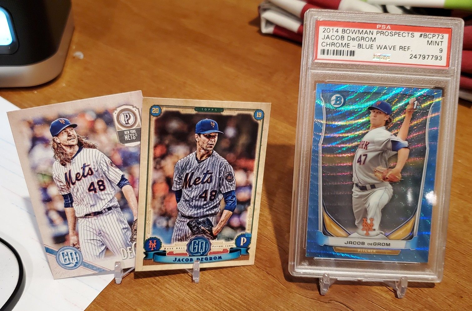 MINT Jacob deGrom BLUE WAVE refractor PLUS 2 Gypsy Queen cards