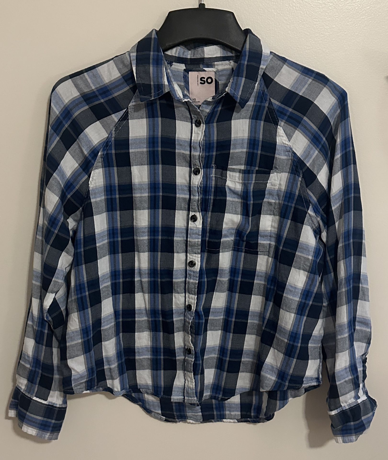 Blues & White Button Up Flannel - Size XSmall