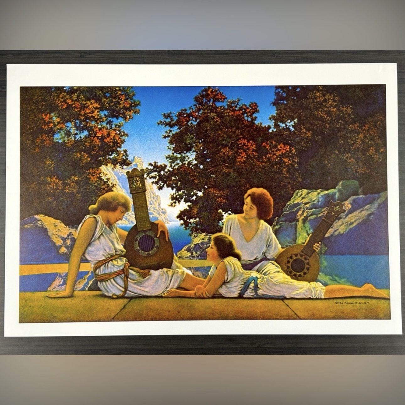 Original Vintage Print Poster Maxfield Parrish Art Deco Nouveau Artist Antique Collectible Neo Classical Allegory Allegorical Painter Illustrator