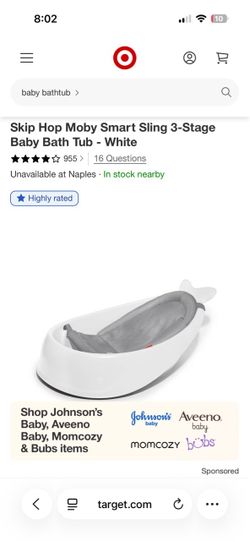 Skip Hop Moby Smart Sling 3-Stage Baby Bath Tub