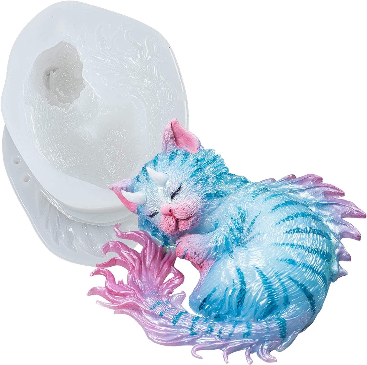 Devil Cat Epoxy Resin Silicone Mold Horned Dragon Kitten Spirit Animal Soap Mold