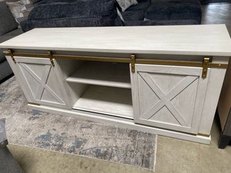 TV console 72” Antique White Rustic Farmhouse Style 72.0W x 29.7H x 20.0D $450  (msrp $1,199)