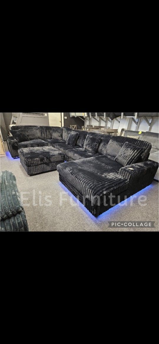 Brand New Sectional Corduroy Fabric Oversize W/ LED LIGHT $1399