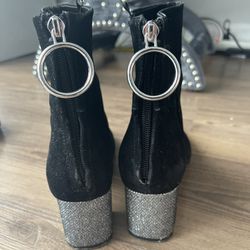H&M Black Booties with Sparkle Heel