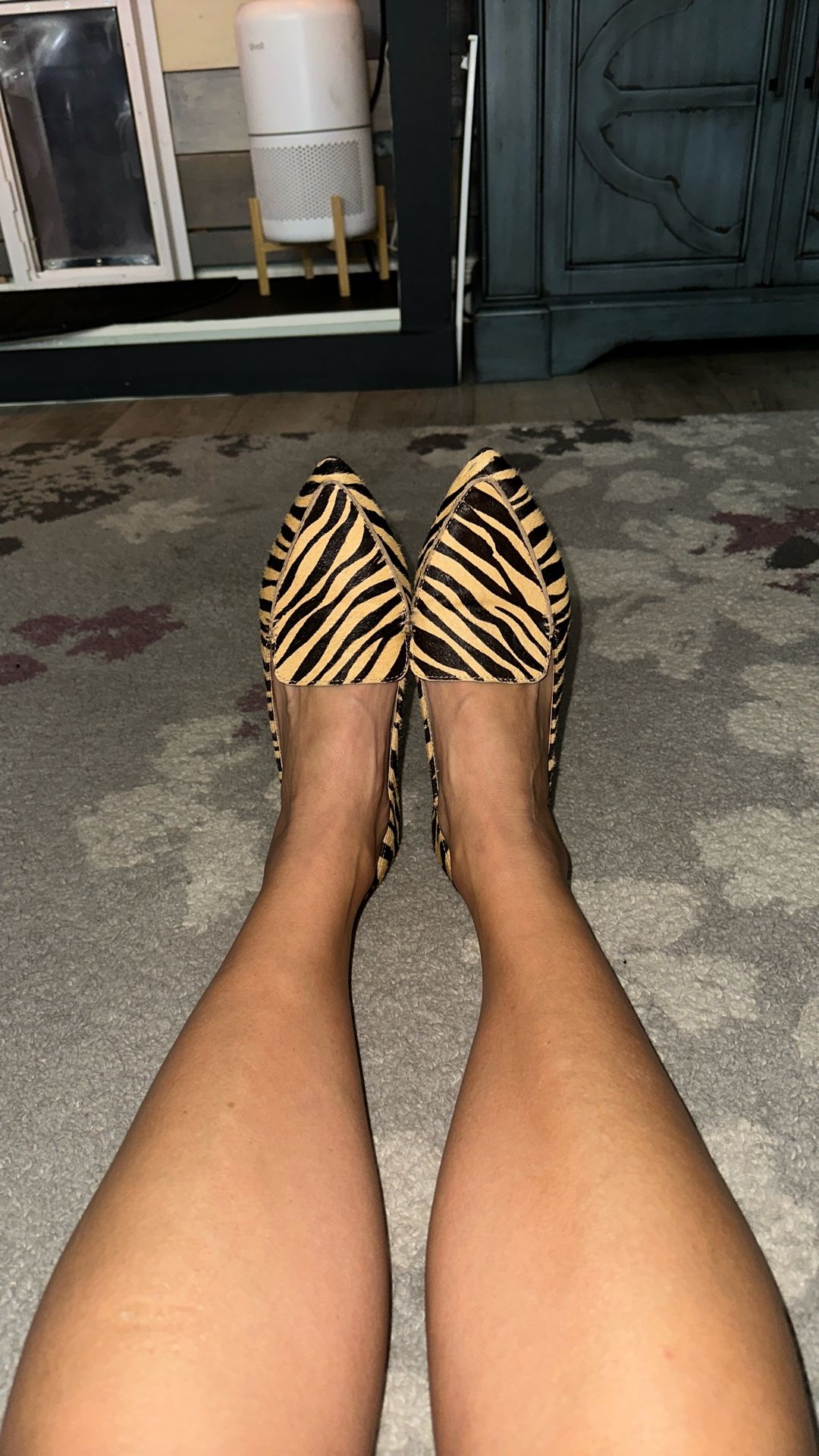 Steve Madden Black & Tan Zebra Flats