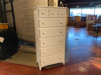 Tall Clean-Lined 6-Drawer White Dresser