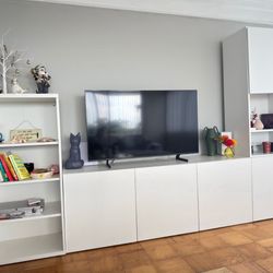 FOR SALE: White TV Console & Shelf Unit - Modern Storage Set