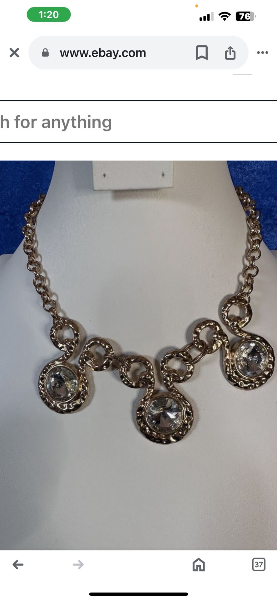 Statement Rhinestone Silver Necklace/ Choker
