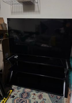 Black Glass TV Stand for up to 55" TV – 3 Shelves