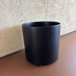 One New 15” Black Ceramic Heavy Planter Pot