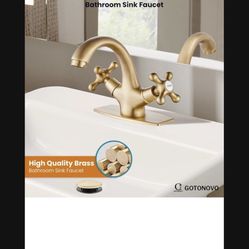 gotonovo Bathroom Sink Faucet Single Hole Double Cross Handle Knobs Lavatory Vessel Sink Mixer Tap Bathroom Faucet with Pop up Drain A31 G $40