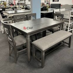 6 Pc Solid Wood Dining Table Set  // Limited Time Offer 