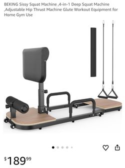 BEKING Sissy Squat Machine ,4-in-1 Deep Squat Machine ‚Adjustable Hip Thrust Machine Glute Workout Equipment for Home Gym Use