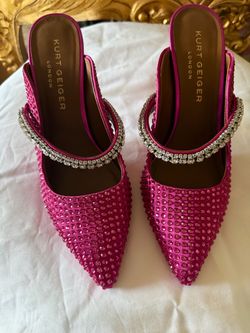 Kurt Geiger 8.1/2 Pink BEAUTIFULLY Embellished CRYSTALS Slingback Heels