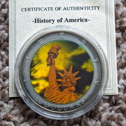 Republic Of Liberia Heritage $10 Holo Coin Statue Of Liberty