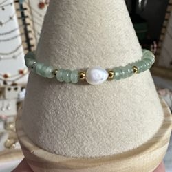 New handmade stainless steel jade freshwater pearl bracelet