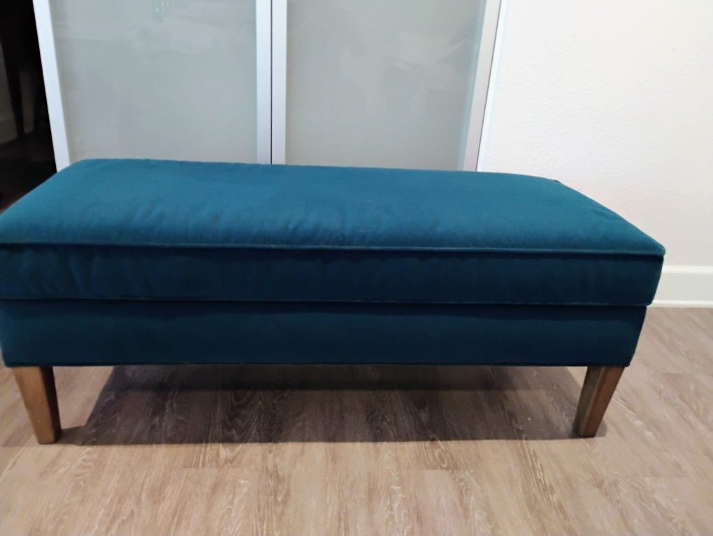 Blue Ottoman Wooden Legs