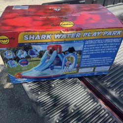 Happy Hop Shark Water Play Park: Inflatable Polyester Slides for Kids 3-10, 3-Person Capacity  brand New