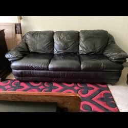 $100 For Both GOOD QUALITY,CLEAN BLACK LEATHER SOFA AND LOVESEAT