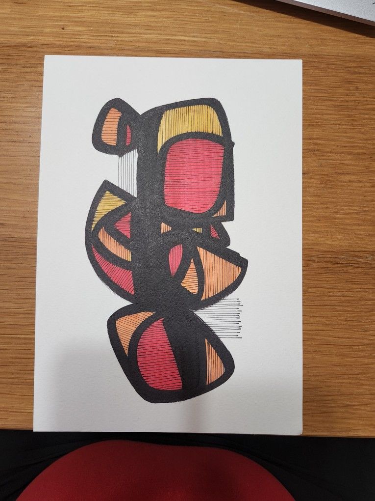 Drawing Abstrac/ Original, Tech Mix. 7x10"